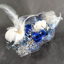 プリザーブドフラワー／グランドピアノシリーズ／ブルーローズと白薔薇の天使の音色
