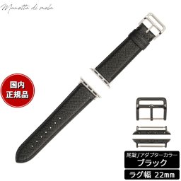 マネッタ ディ メーラ Manetta di mela アップルウォッチ Apple Watch 替えバンド ベルト メンズ レディース ワープロラックス カーフレザー 22mm クロームブラック/ブラック EWB-A-A22
