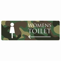トイレ 案内 シール WOMENS 迷彩 カラー 左 矢印 長方形 方向案内 進路ドア 防水 屋内 屋外 サインステッカー ピクトサイン トイレマーク表示 案内 注意 施設 御手洗 TOILET おしゃれ シンプル 安全対策