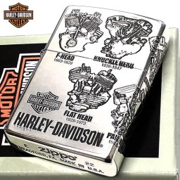 ZIPPO ライター ハーレー ダビッドソン ジッポ バイク HARLEY-DAVIDSON 歴代エンジン かっこいい 彫刻 銀燻し仕上げ  渋い シルバー おしゃれ メンズ ギフト プレゼント