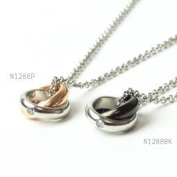 【金属アレルギー対応】 ペアネックレス ステンレス チェーン付 ダブルリング Vie(ヴィー)N1288P-N1288B K にも人気 誕生日プレゼント 女性ギフト 無料ラッピング ジーラブ