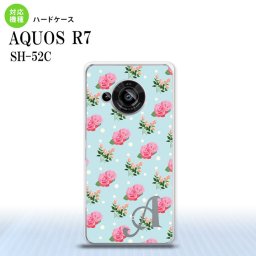SH-52C AQUOS R7 スマホケース 背面ケース ハードケース 花柄 バラ ドット 水色 +アルファベット 2022年 7月発売 nk-r7-241i