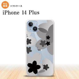 iPhone14 plsu iPhone14 plsu スマホケース 背面ケースソフトケース 花柄 サクラ A 黒 2022年 10月発売 nk-i14pl-tp051