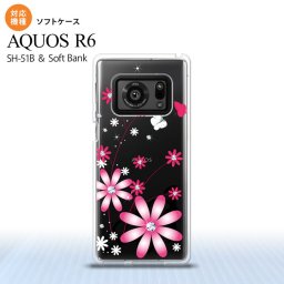 SH-51B AQUOS R6 AQUOS R6 スマホケース ソフトケース 花柄 ガーベラ 透明 ピンク メンズ レディース nk-r6-tp073
