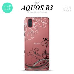 SH-04L SHV44 R3 AQUOS R3 スマホケース カバー 草 ボタニカル 黒 nk-r3-1628