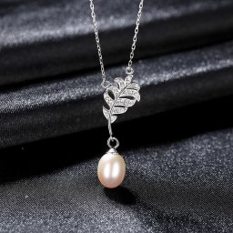 ネックレス 淡水パール ホワイト ピンク パープル シルバー925 シルバーとイエローゴールド 小豆 アズキチェーン 引き輪 中粒 大人 モチーフ リーフ 40cm+5cm pn0316
