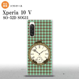 Xperia10V Xperia10V スマホケース 背面ケースソフトケース 時計 チェック 緑 2023年 7月発売 nk-xp105-tp1223