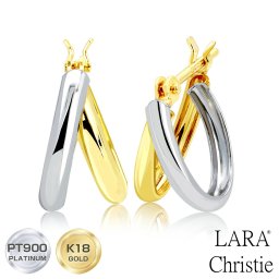 ピアス レディース フープピアス レディース PT900 K18 18金 ゴールド 地金コンビ枠 ララクリスティー le102-0008 LARA Christie 女性 誕生日プレゼント