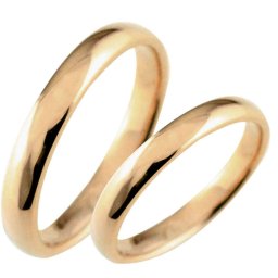 結婚指輪 ペアリング 18金 シンプル リング 指輪 ピンクゴールドk18 マリッジリング k18 18k 3mm ペア 2本 セット 甲丸 地金 メンズ レディース 記念日