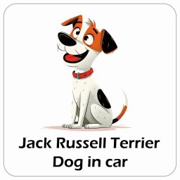 Jack Russell Terrier ジャックラッセルテリア DOG IN CAR カーステッカー 犬 アメリカン カートゥーン スタイル アニメ風 13x13cm 正方形 防水 屋外 屋内 ドッグオンボード デカール