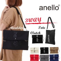 ショルダーバッグ anello アネロ 通販 レディース メンズ ななめ掛け 斜めがけ 2way ショルダー キャンバス A4 口折れショルダー トートバッグ クラッチバッグ 綿 コットン おしゃれ かわいい シンプル ロゴ サブバッグ 旅行 肩掛け 手提げ 3way クラッチ 口折れ