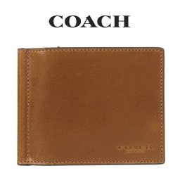 送料無料 コーチ COACH アウトレット 夏のボーナス メンズ 財布 二つ折り財布 CJ885BCWH(ダーク サドル) ブラウン  (男性 プレゼント ブランド マネークリップ レザーウォレット 薄型財布 本革 誕生日 おしゃれ シンプル 茶色)