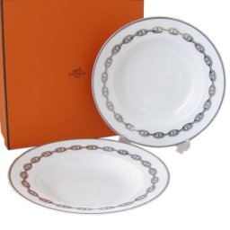 エルメス 食器 HERMES シェーヌダンクル プラチナ 004113p2 22cm パスタプレート ペア ペアお皿 中皿 洋食器 4113P2 【スペシャルラッピング660円(別売り)】 誕生日 お中元 還暦祝い 結婚祝い 結婚式 バレンタイン 高級 ホワイトデー 父の日 母の日【スペシャルラッピング660円(別売り)】 即日発送