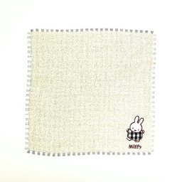 ミッフィー miffy ワッペンタオルハンカチ (グレー) ギンガムシリーズ
