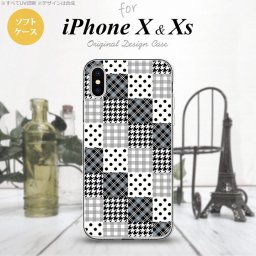 【iPhoneX】【スマホケース/スマホカバー】【アイフォンX】iPhoneX スマホケース カバー アイフォンX パッチワーク風 黒 nk-ipx-tp1063【メール便送料無料】