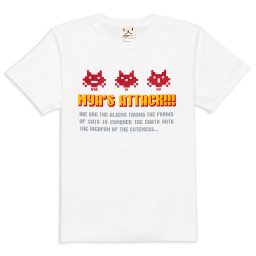 猫 ねこ おもしろ かわいい Tシャツ NYA'S ATTACK ( ホワイト ) | ネコ 猫柄 猫雑貨 | メンズ レディース 半袖 | おしゃれ ペアルック プレゼント | 大きいサイズ 【メール便】 SCOPY / スコーピー