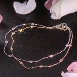 【送料無料】K10　ボールフラワーデザインブレスレット　8DC　1.0mm　17ｃｍ レディース