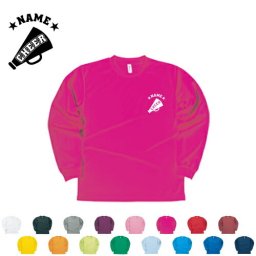 チアメガホン/名入れ長袖ドライTシャツ お名前入り オリジナル セミオーダーメイド ロングスリーブ チームTシャツ クラブＴシャツ クラスTシャツ 学園祭 文化祭 体育祭 イベントTシャツ サークル ポリエステル100 紫外線防止 吸水速乾 チアダンス【ネコポス不可】【alt】