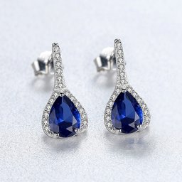 ピアス 両耳用 FORMICA Nanocrystal シルバー925 ブルー グリーン レッド シルバー スタッド ペア ドロップ 中粒 3本爪 メレ ヘイロー ぶら下がり ce0250