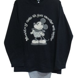 Tシャツタイプなので脱ぎ着がしやすいです★(ズボンには、前開きボタンはついていません) クリスマス、誕生日、プレゼントなどに! メンズ パジャマ 長袖・長ズボン ミッキーマウス ダンボールニット 【梅春・秋・冬】ディズニー ミッキー ナイトウェア ルームウェア M・L・LL