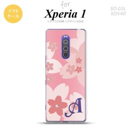 SO-03L SOV40 901SO Xperia 1 スマホケース ソフト カバー 花柄 サクラ C ピンク +アルファベット nk-xp1-tp062i
