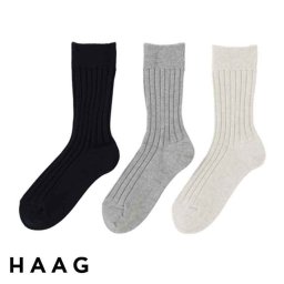 HAAG WIDE RIB SOCKS コットン リブソックス ソックス男性 くつ下/メンズソックス/ビジネス 仕事/プレゼント ギフト/