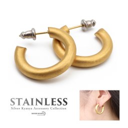 フープピアス ステンレス シンプル レディースピアス ゴールド 18kgp gold ジュエリー イヤリング 金属アレルギー対応 両耳用 2点セット 女性