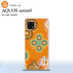 SH-54B SHG05 AQUOS sense6 スマホケース ソフトケース エスニック 花柄 オレンジ +アルファベット メンズ レディース nk-sens6-tp1585i