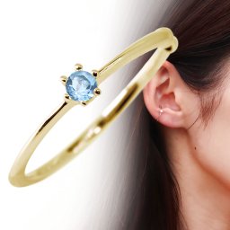 イヤーカフ 18k ゴールド ピンクゴールド イヤカフ 片耳 18金 華奢 ブルートパーズ シンプル
