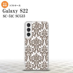 SC-51C SCG13 Galaxy S22 スマホケース 背面ケースソフトケース ダマスク A クリア 茶 メンズ レディース nk-s22-tp461