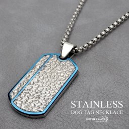 ステンレス メンズネックレス シンプル 痕跡 かっこいい 存在感あり ペンダント シルバー ドッグタグネックレス ブルー プレートネックレス チェーン付き 男性