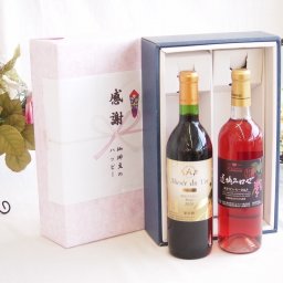 感謝の贈り物ボックス長野県塩尻市の名門ワイナリー赤ワインと国産ワインセット(遅摘みロゼ 完熟甘口ワイン 甘口(山梨県)720mlアルプスミュゼ ダイナスティ 塩尻メルロー2018赤ワイン