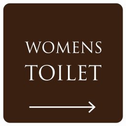 トイレ 御手洗 TOILET トイレマーク ブラウン ホワイト WOMENS 右 矢印 文字タイプ ピクトサイン ステッカー シール 塩ビ製 サイン ウォールステッカー インテリア 施設 案内