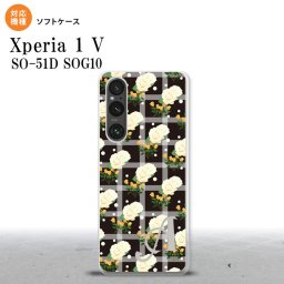 Xperia 1V Xperia 1V スマホケース 背面ケースソフトケース 花柄 バラ チェック 黒 +アルファベット 2023年 6月発売 nk-xp15-tp253i