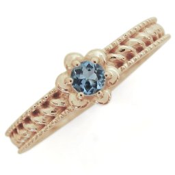 アクアマリンサンタマリアリング フラワーモチーフ 花 指輪 K10 リング