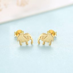 ピアス 両耳用 シルバー925 イエローゴールド シルバー スタッド 石なし 可愛い かわいい カジュアル モチーフ ゾウ 象 ポリゴン アニマル ce0214