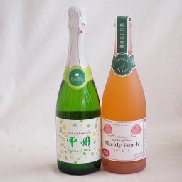 山梨県産ワインと２本セット スパークリング白ワイン勝沼仕込みの甲州スパークリングワイン(やや辛口)11.5°(山梨県)720mlスパークリングワインマディピーチ5°(山梨県)750ml
