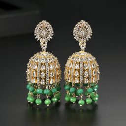 ピアス 両耳用 キュービックジルコニア 真鍮 グリーン イエローゴールド スタッド 揺れる ゆれる ぶら下がり エレガント 大きめ 大ぶり シャンデリア e18111207