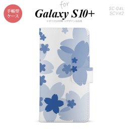 SC-04L SCV42 Galaxy S10+ 手帳型スマホケース カバー 花柄 サクラ 青 nk-004s-s10p-dr054