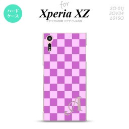 【SO01J】【スマホケース/スマホカバー】【エクスペリア XZ 】SO01J スマホケース XPERIA XZ ケース エクスペリア XZ  イニシャル スクエア 紫×ピンク nk-so01j-768ini【メール便送料無料】
