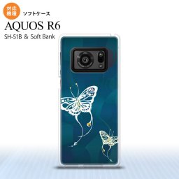 SH-51B AQUOS R6 AQUOS R6 スマホケース ソフトケース 蝶 和柄 青緑 メンズ レディース nk-r6-tp1554