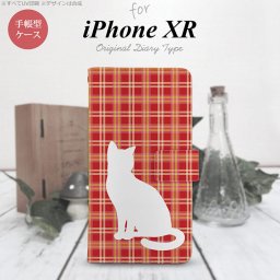 iPhoneXR iPhone XR 手帳型スマホケース カバー 猫 チェック 赤  nk-004s-ipxr-dr952