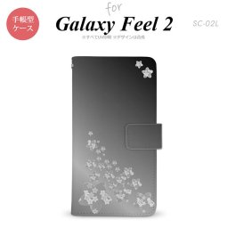 Galaxy Feel 2 手帳型 スマホ ケース カバー ギャラクシー 花柄・サクラ（B） 黒【ギャラクシー フィール 2,Galaxy,Feel,2,docomo,ドコモ,メール便 送料無料】