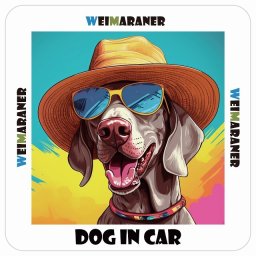 名入れ可 Weimaraner ワイマラナー 犬 カーステッカー シール DOG IN CAR 海 麦わら帽子 サングラス 夏 13x13cm 正方形 防水 屋外 屋内 車ステッカーステッカー 車 バイク サインステッカー カーサイン
