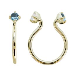 イヤーカフ レディース フープ イヤリング おしゃれ 18k ノンホールピアス ブルートパーズ リバーシブル ピンクゴールド 母の日 2024
