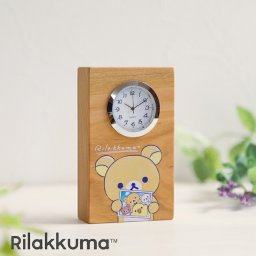 置き時計 木製 リラックマ いつもいっしょ キャラクター 置き時計 おしゃれ かわいい 木 アナログ インテリア リビング 日本製 プレゼント ギフト 寝室 子供部屋 天然木 無垢材 非電波
