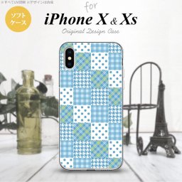 【iPhoneX】【スマホケース/スマホカバー】【アイフォンX】iPhoneX スマホケース カバー アイフォンX パッチワーク風 水色 nk-ipx-tp1064【メール便送料無料】