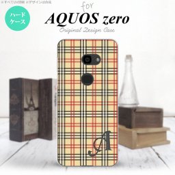 AQUOS zero アクオス ゼロ 801SH スマホケース カバー ハードケース チェックB ベージュ×赤 イニシャル 対応 nk-801sh-446i[スマホ,スマホケース,スマホカバー,ケース,カバー,ジャケット]