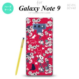 Galaxy Note 9 ギャラクシー ノート9 SC-01L SCV40 スマホケース カバー ハードケース 猫と花 赤 イニシャル 対応 nk-note9-1723i[スマホ,スマホケース,スマホカバー,ケース,カバー,ジャケット]