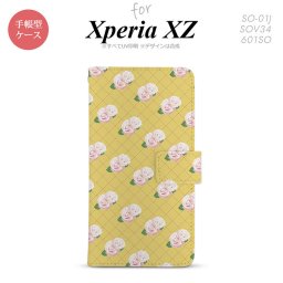 【手帳型 スマホ カバー ケース】【SO01J】【エクスペリア XZ 】手帳型 ケース SO-01J スマホ カバー XPERIA XZ エクスペリア 花柄・バラ（J） 黄 nk-004s-so01j-dr265【メール便送料無料】